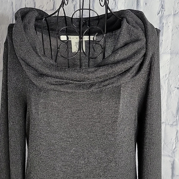 MAX STUDIO Gray Cowl Neck with Long Sleeves Sweater Dress Small - Picture 2 of 5